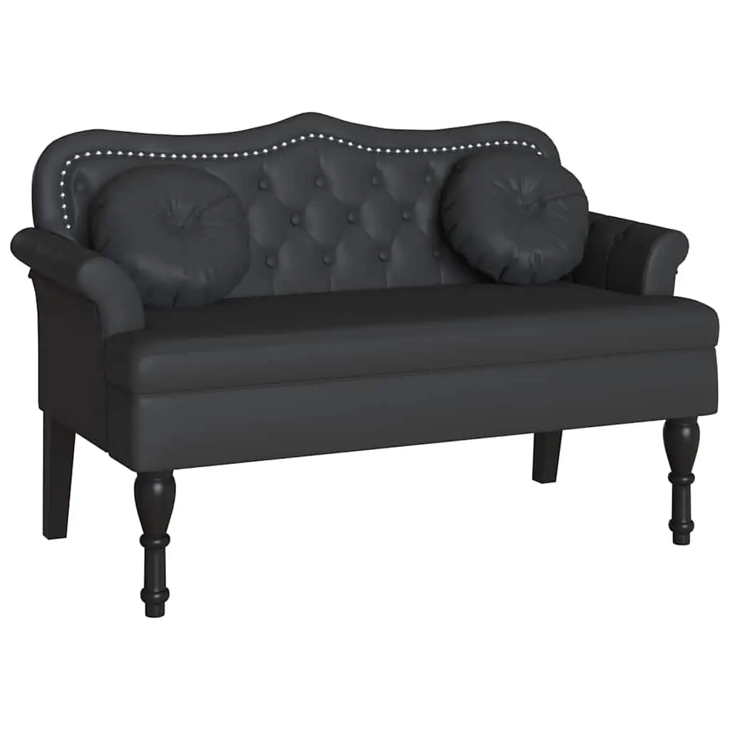 Chesterfield Bench Living Room Bedroom Black Faux Leather 1205 x 650 x 750 mm