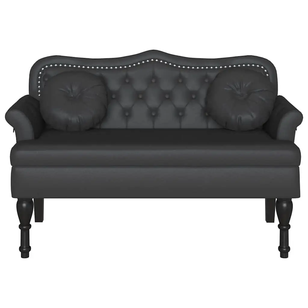 Chesterfield Bench Living Room Bedroom Black Faux Leather 1205 x 650 x 750 mm