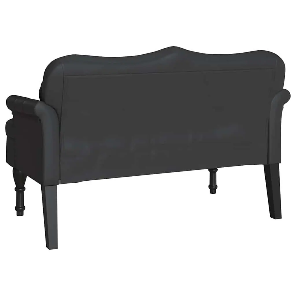 Chesterfield Bench Living Room Bedroom Black Faux Leather 1205 x 650 x 750 mm