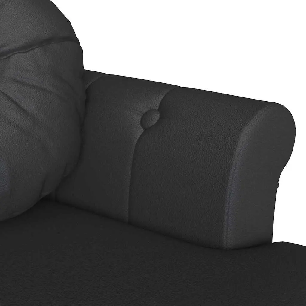 Chesterfield Bench Living Room Bedroom Black Faux Leather 1205 x 650 x 750 mm