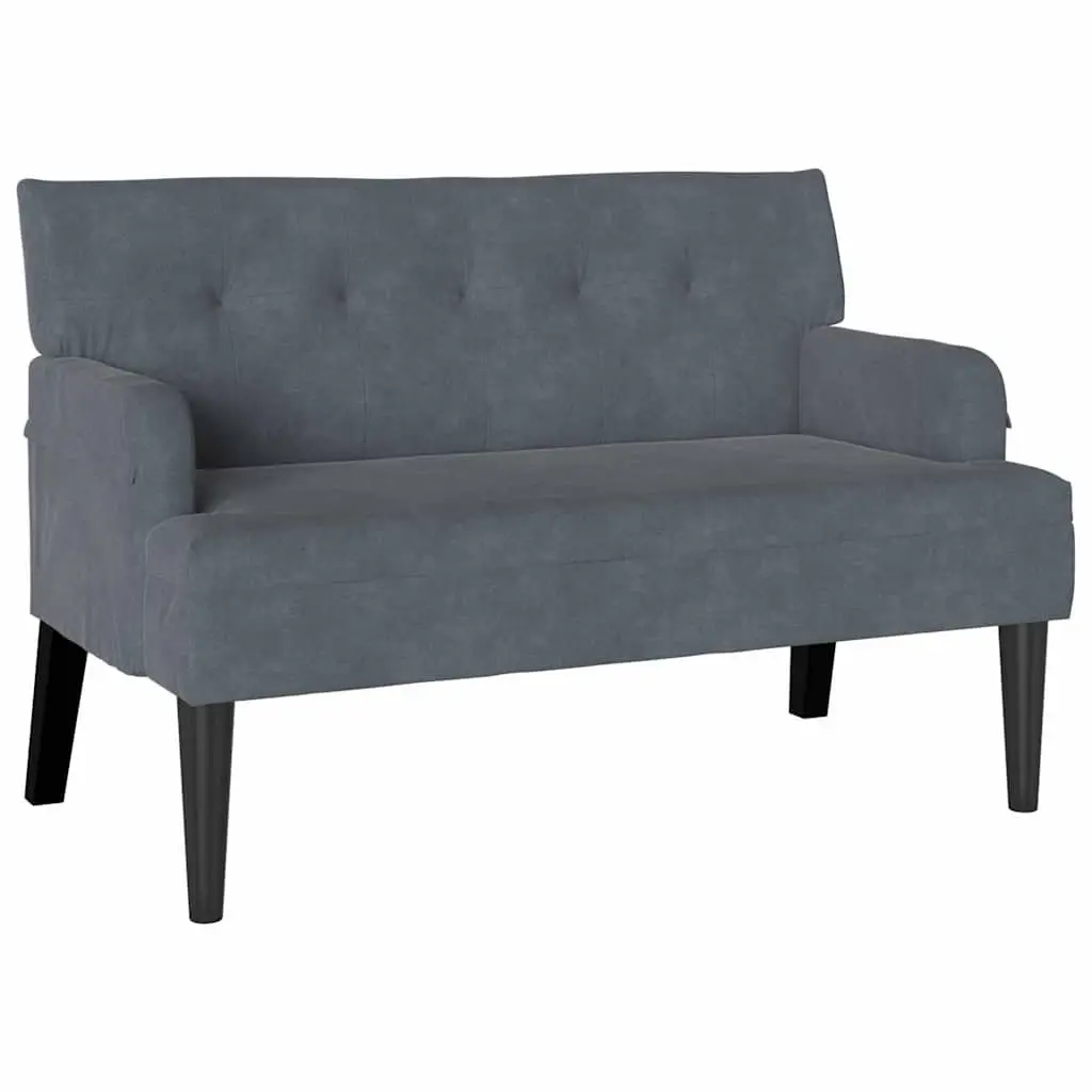 Chesterfield Bench Living Room Dark Grey Velvet Upholstered 112 x 65.5 x 75 cm