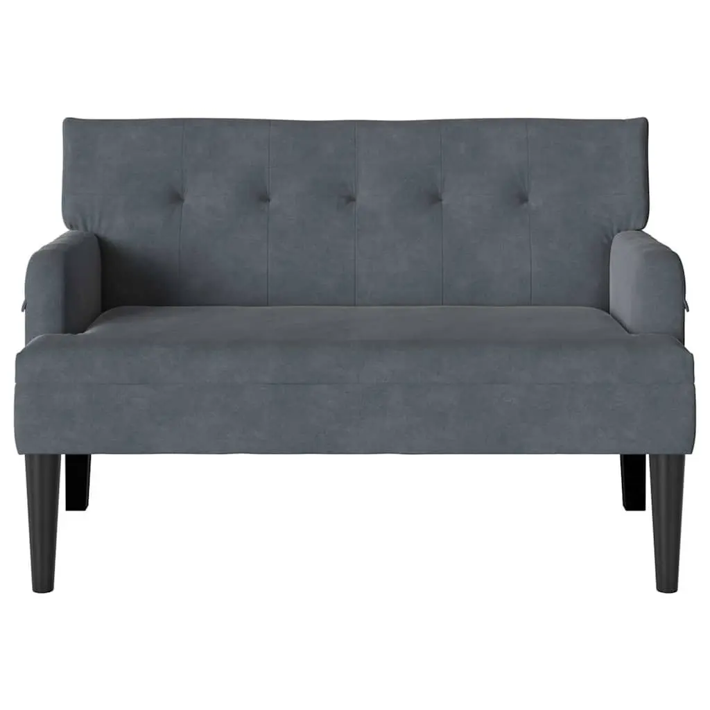 Chesterfield Bench Living Room Dark Grey Velvet Upholstered 112 x 65.5 x 75 cm