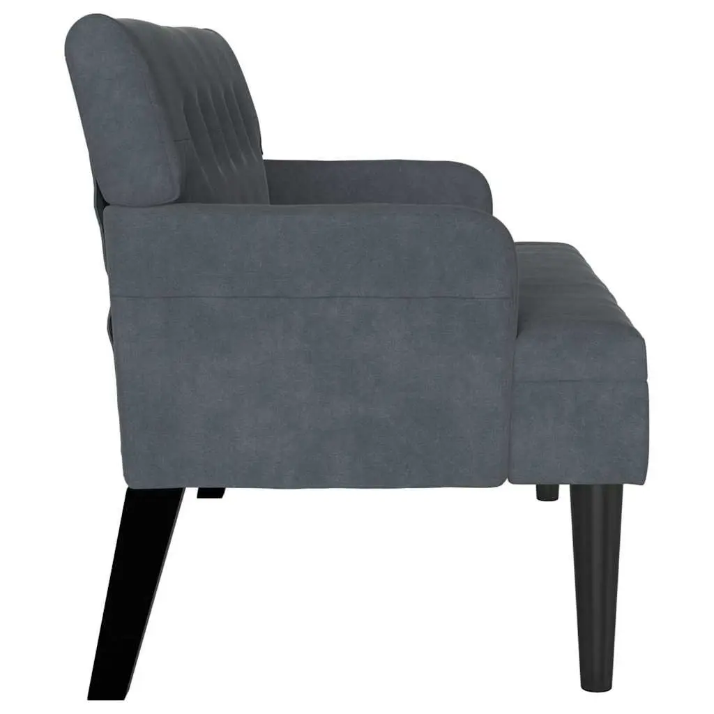 Chesterfield Bench Living Room Dark Grey Velvet Upholstered 112 x 65.5 x 75 cm
