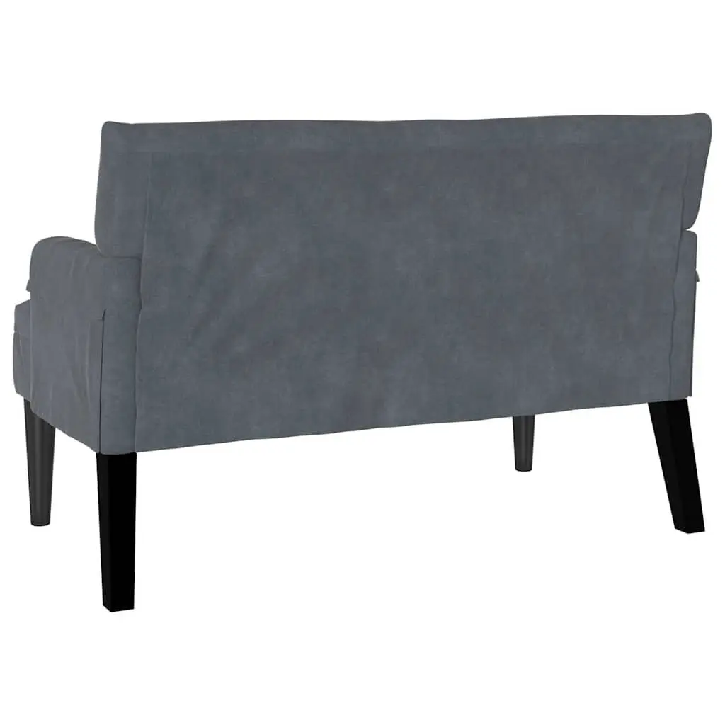 Chesterfield Bench Living Room Dark Grey Velvet Upholstered 112 x 65.5 x 75 cm