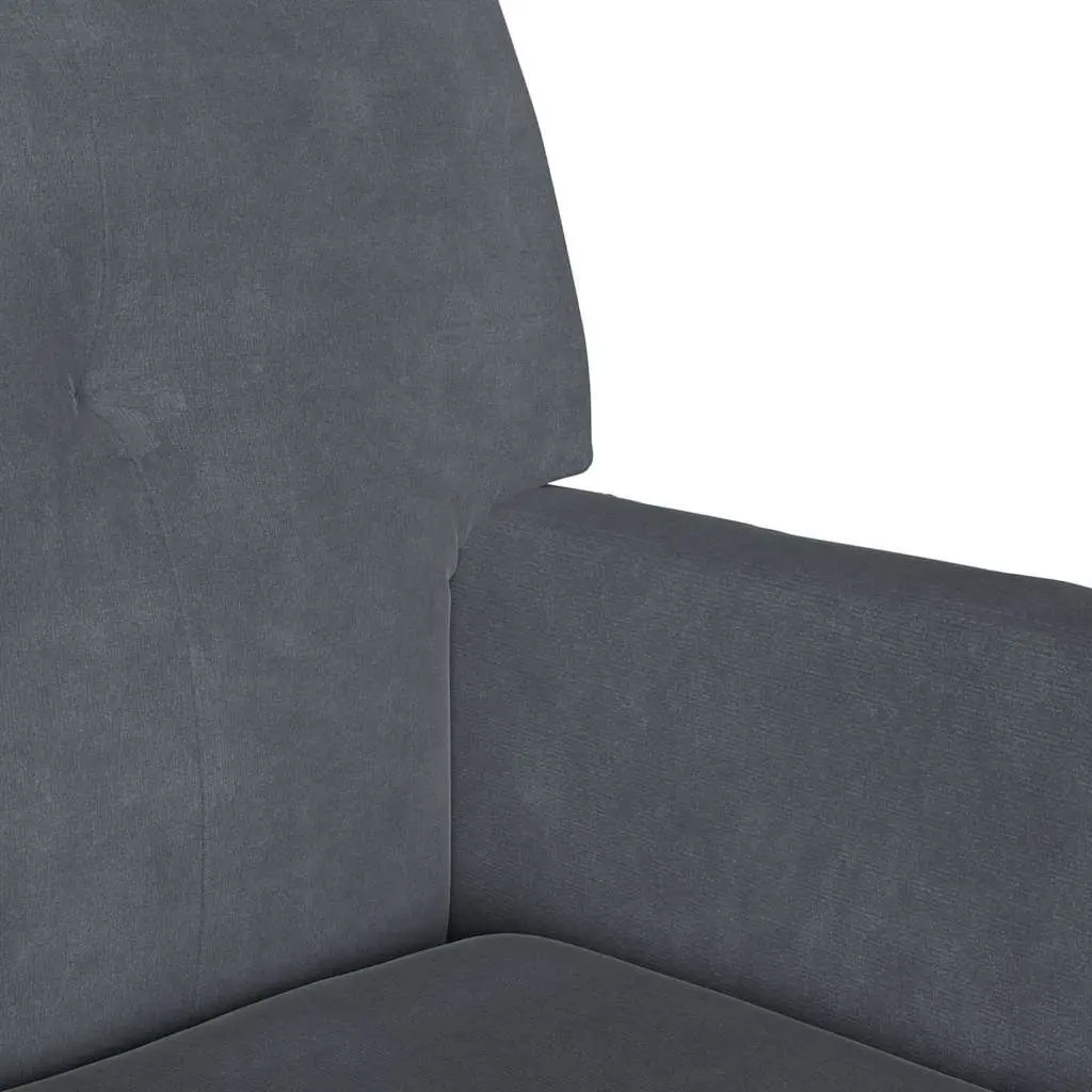 Chesterfield Bench Living Room Dark Grey Velvet Upholstered 112 x 65.5 x 75 cm