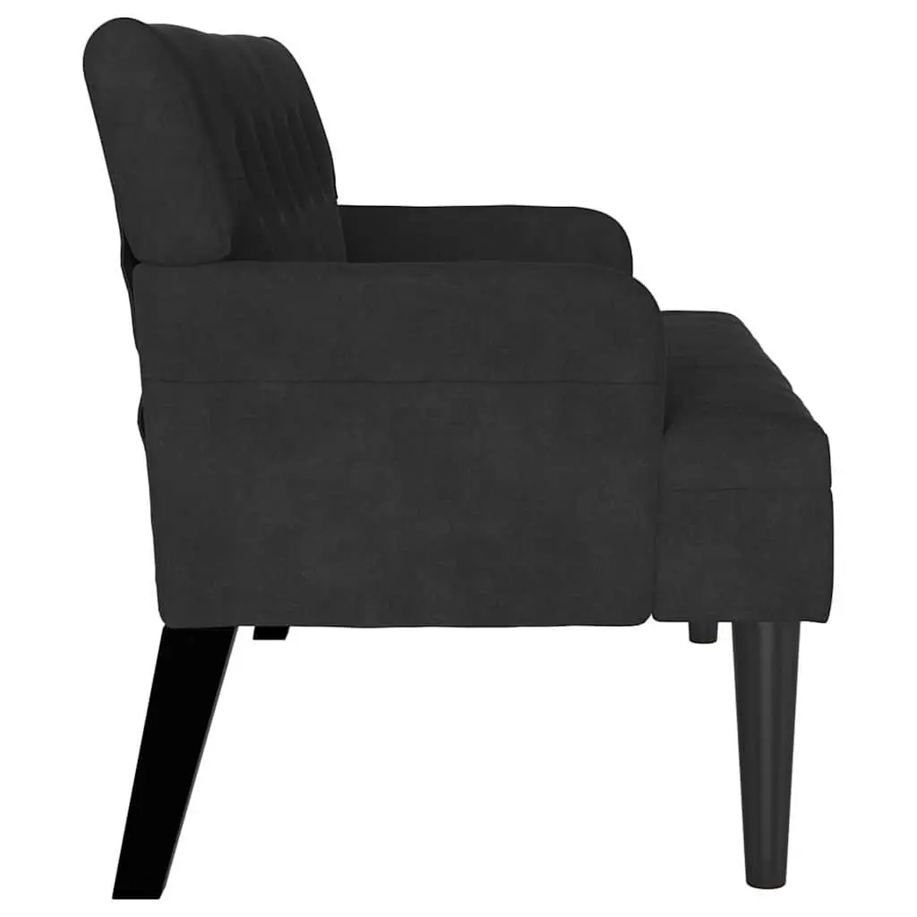 Chesterfield Bench Black Velvet Upholstered Rolled Armrests Modern Lounge