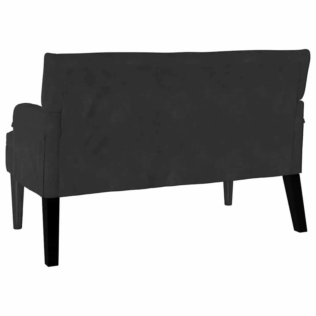 Chesterfield Bench Black Velvet Upholstered Rolled Armrests Modern Lounge
