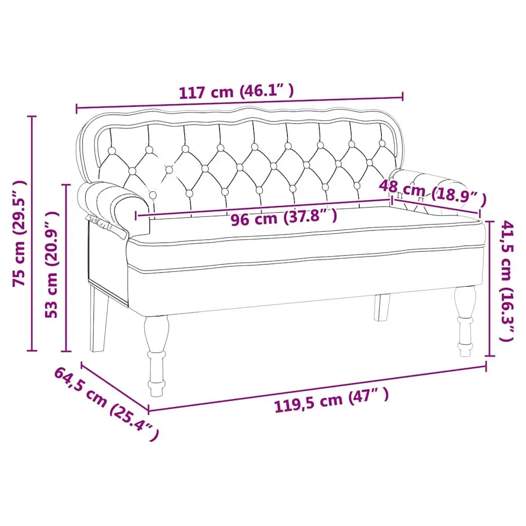 Chesterfield Bench Black Button Tufted Rolled Armrests Faux Leather Seating