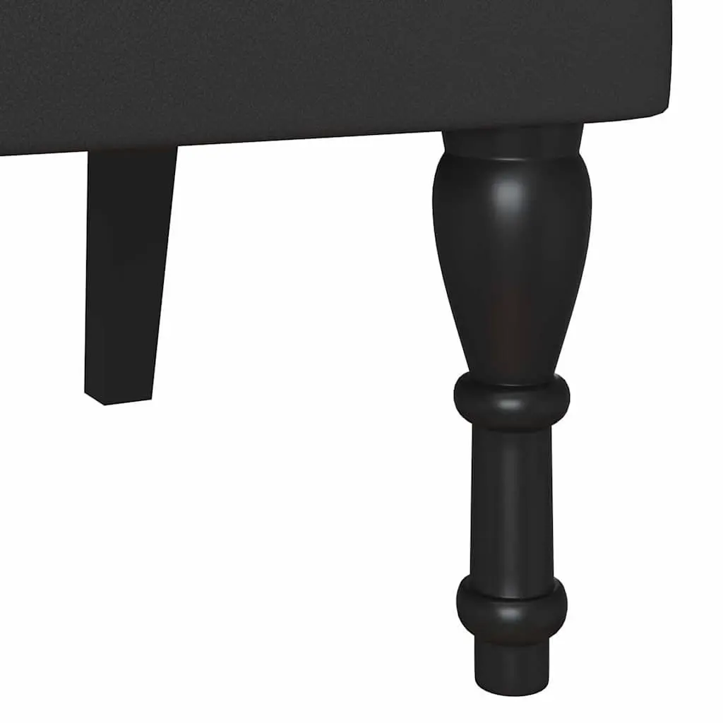 Chesterfield Bench Black Button Tufted Rolled Armrests Faux Leather Seating