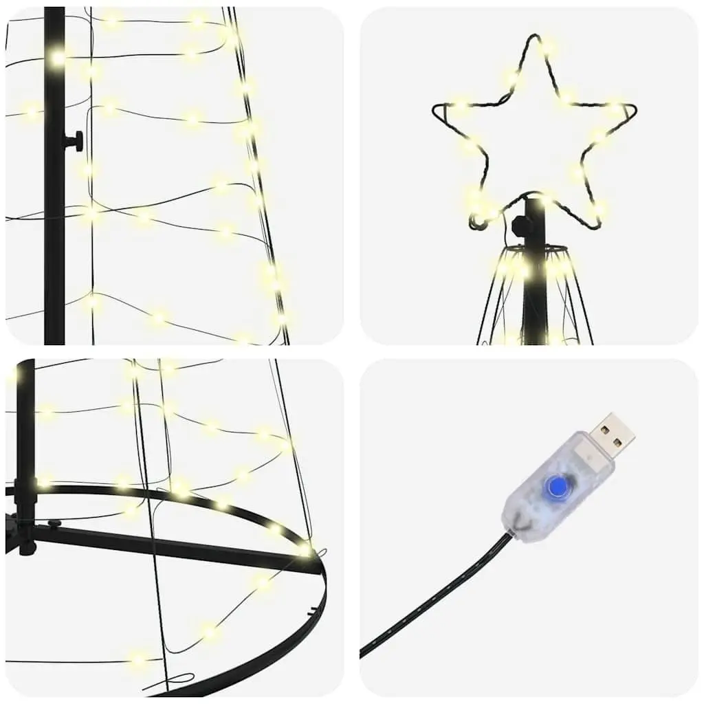 LED Christmas Tree Warm White 100x100x250cm Iron Frame 8 Flash Modes Indoor