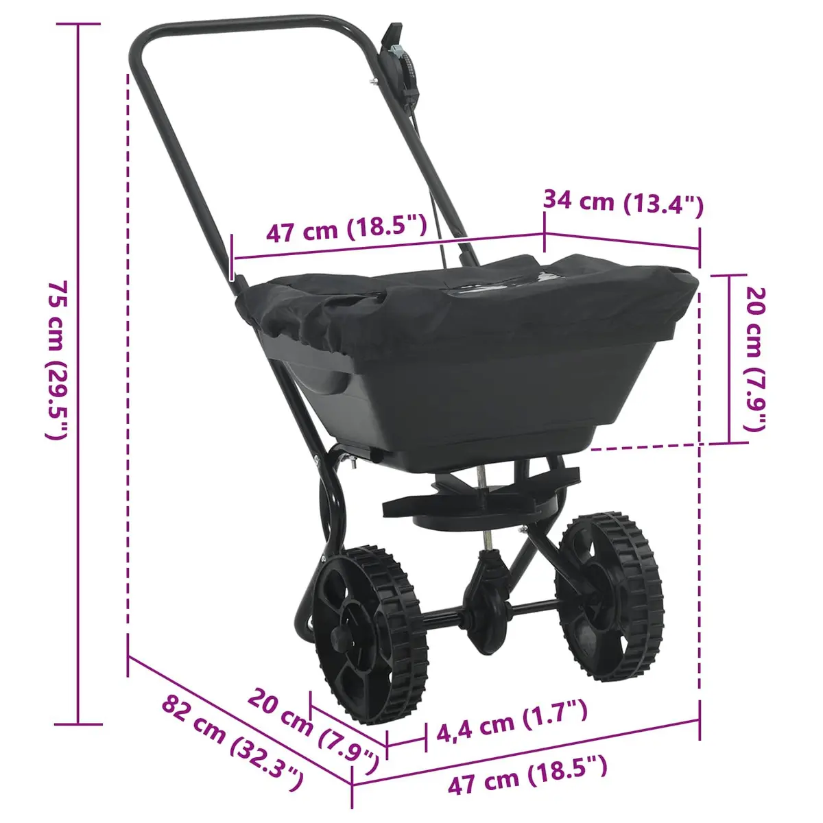 Spreader Outdoor Lawn Garden 82 x 46 x 75 cm PVC Steel