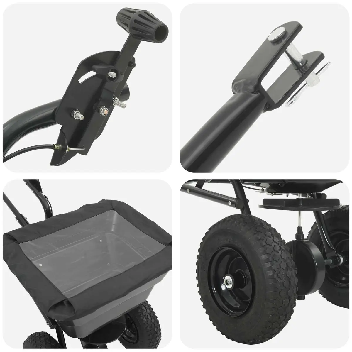 Spreader 53 x 108 x 74 cm Black Lawn Seed Fertiliser Garden Tool Outdoor