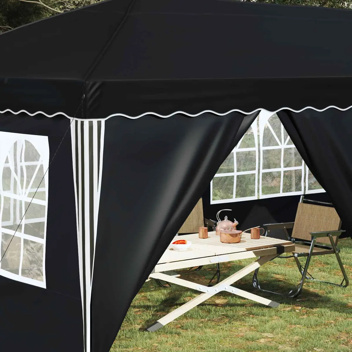 Pop-up Party Tent 575 x 288 x 245 cm Anthracite Outdoor Canopy Adjustable Height