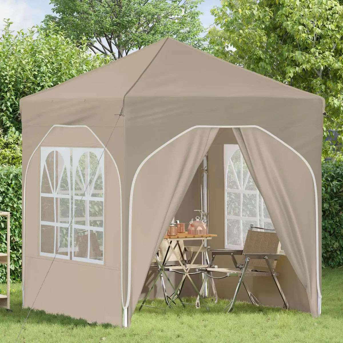 Pop-up Party Tent Outdoor 192x192cm Waterproof UV Resistant Cream
