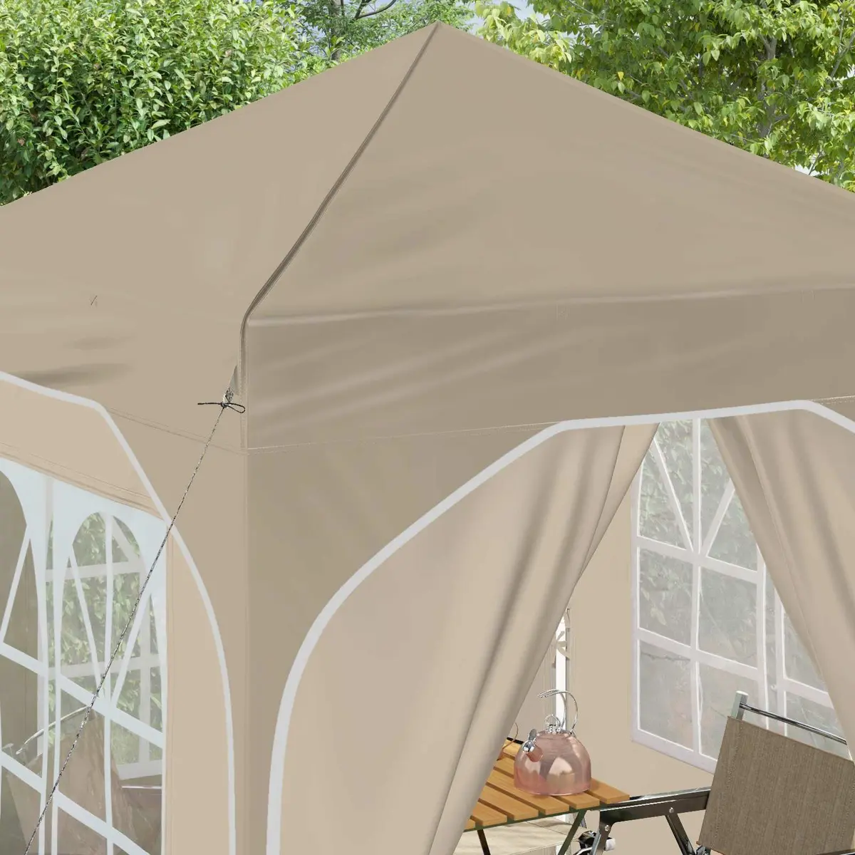 Pop-up Party Tent Outdoor 192x192cm Waterproof UV Resistant Cream