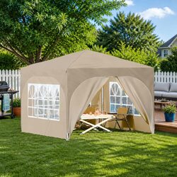 290x290cm Cream Gazebo Tent with Adjustable Height Features