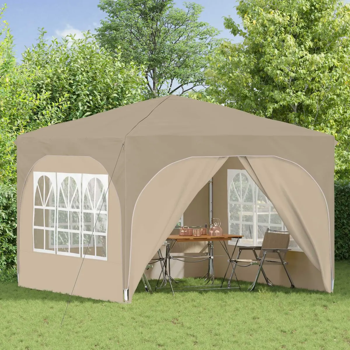 Pop-up Party Tent Outdoor Use 290x290cm Cream Adjustable Height