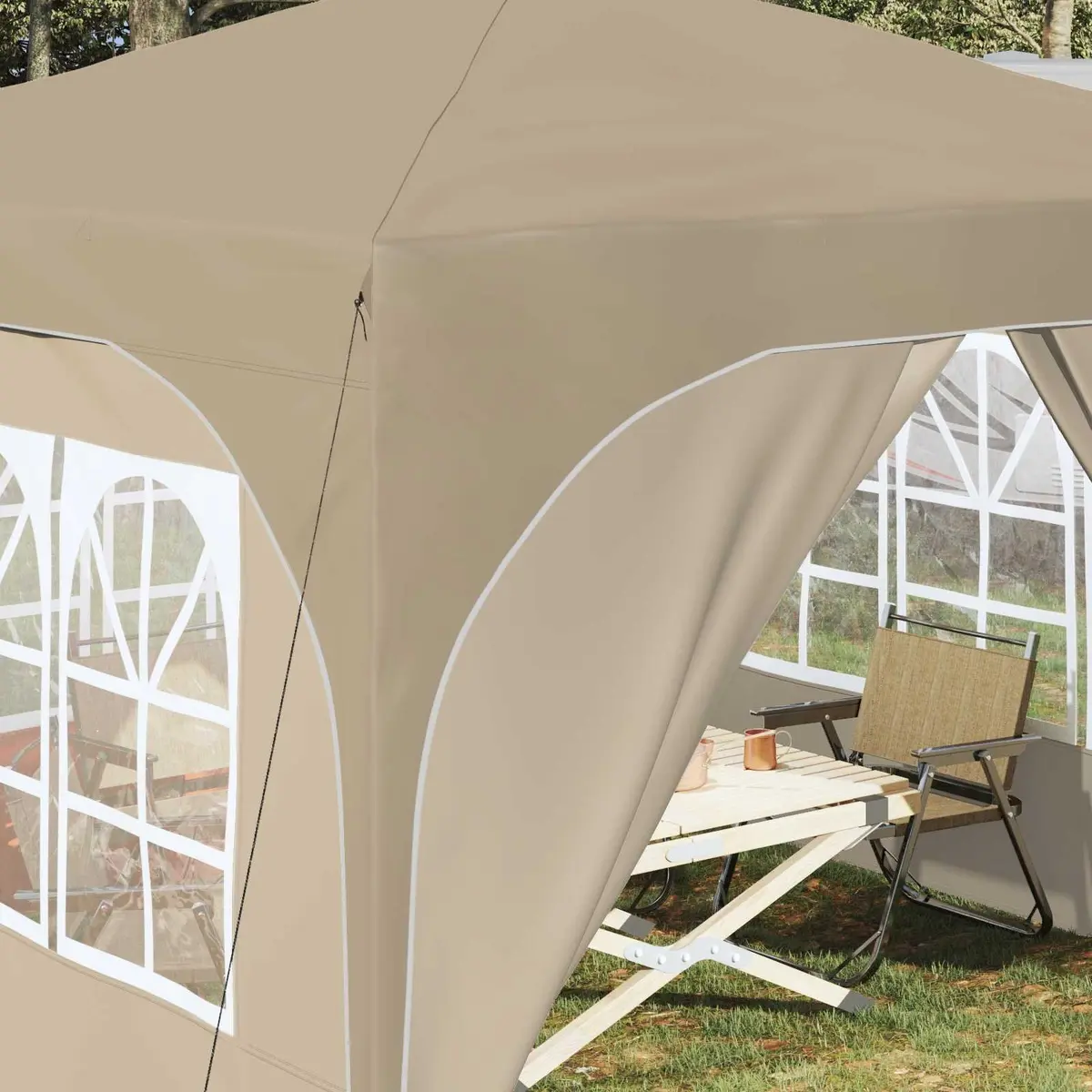 Pop-up Party Tent Outdoor Use 290x290cm Cream Adjustable Height