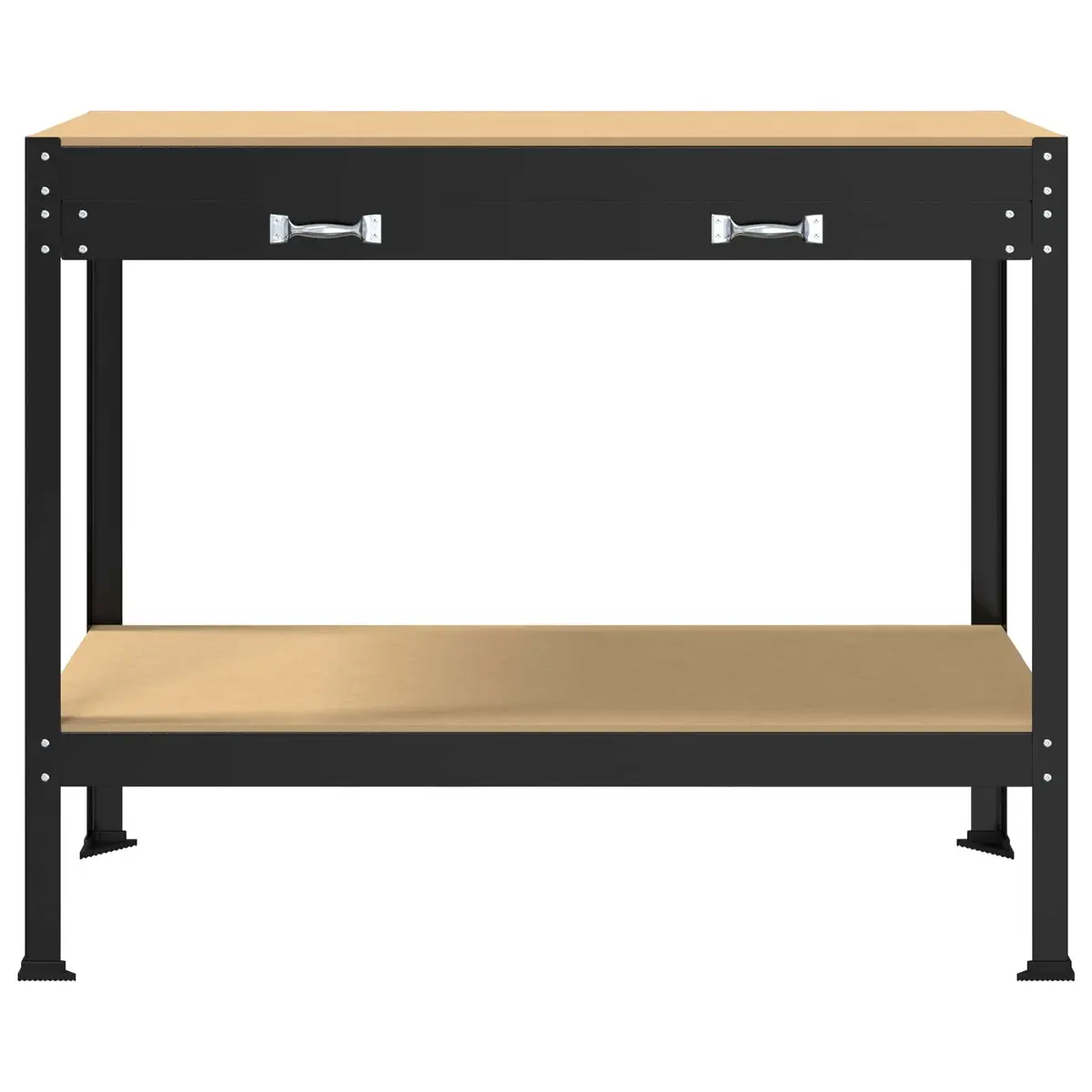 Workbench Black 114 x 54 x 91 cm Engineered Wood Metal Frame Pegboard Drawer