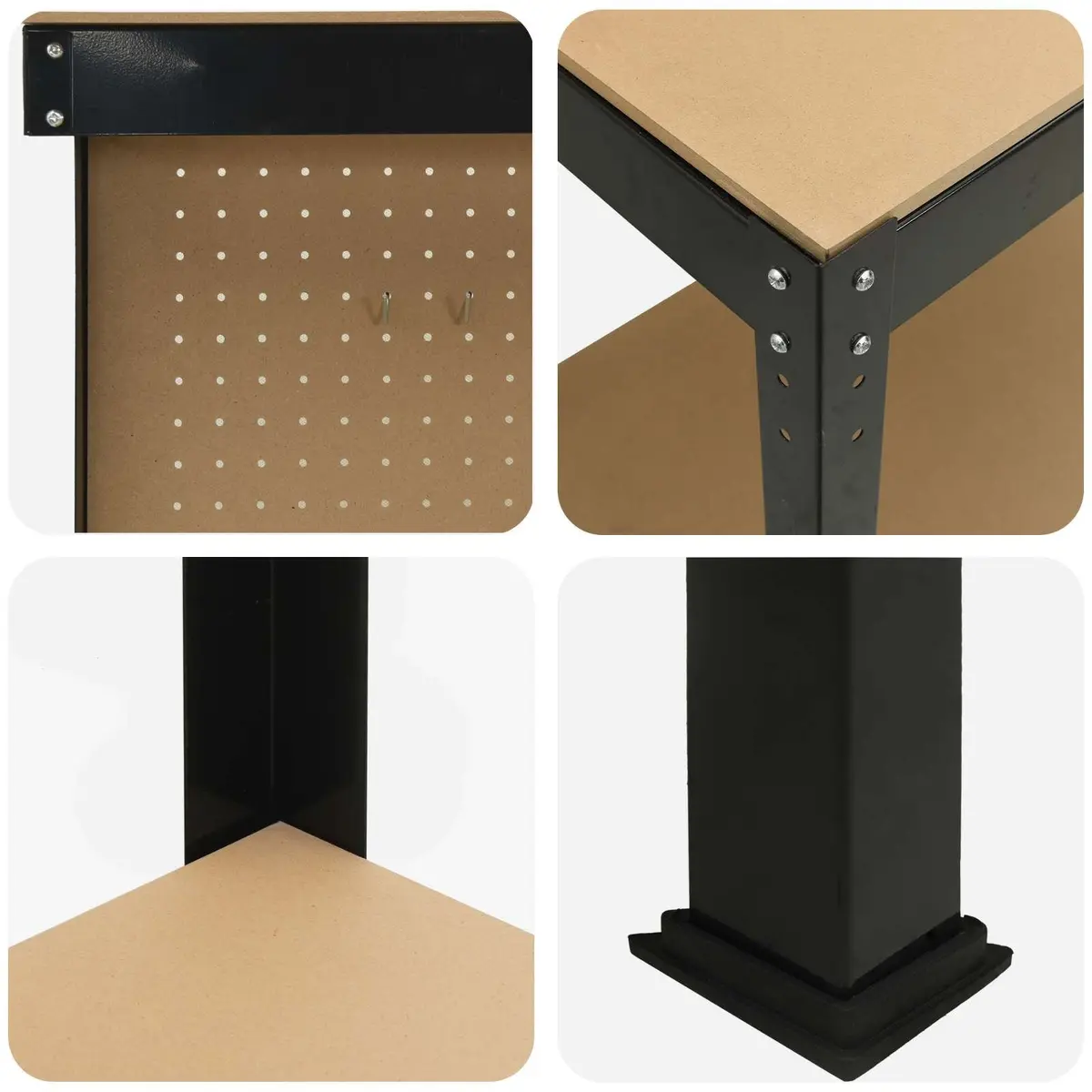 Workbench for Garage Workshop 114 x 54 x 145 cm Engineered Wood Metal Frame