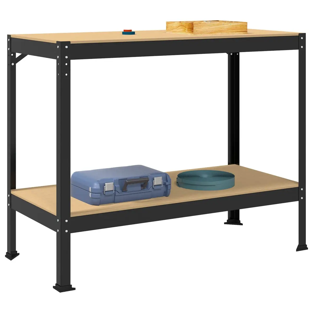 Engineered Wood Workbench 115 x 55 x 91 cm with Metal Frame