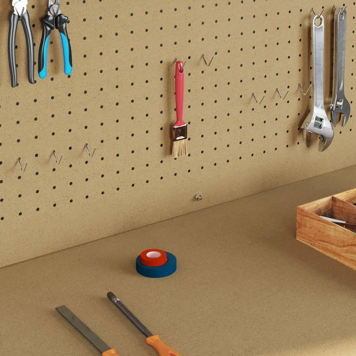 Workbench Black 81 x 41 x 145 cm Engineered Wood Metal Frame Pegboard Drawer