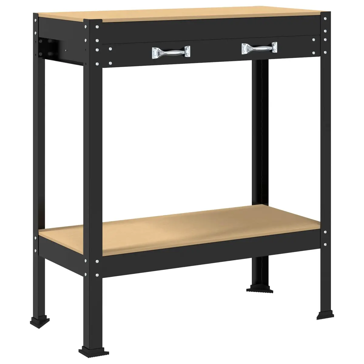 Workbench Black 80 x 40 x 91 cm Engineered Wood Metal Frame Garage Workshop