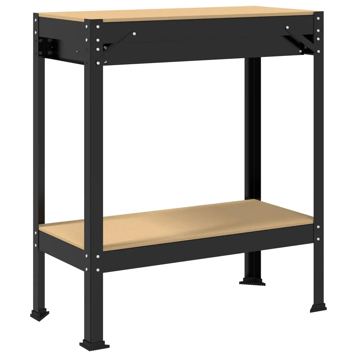 Workbench Black 80 x 40 x 91 cm Engineered Wood Metal Frame Garage Workshop