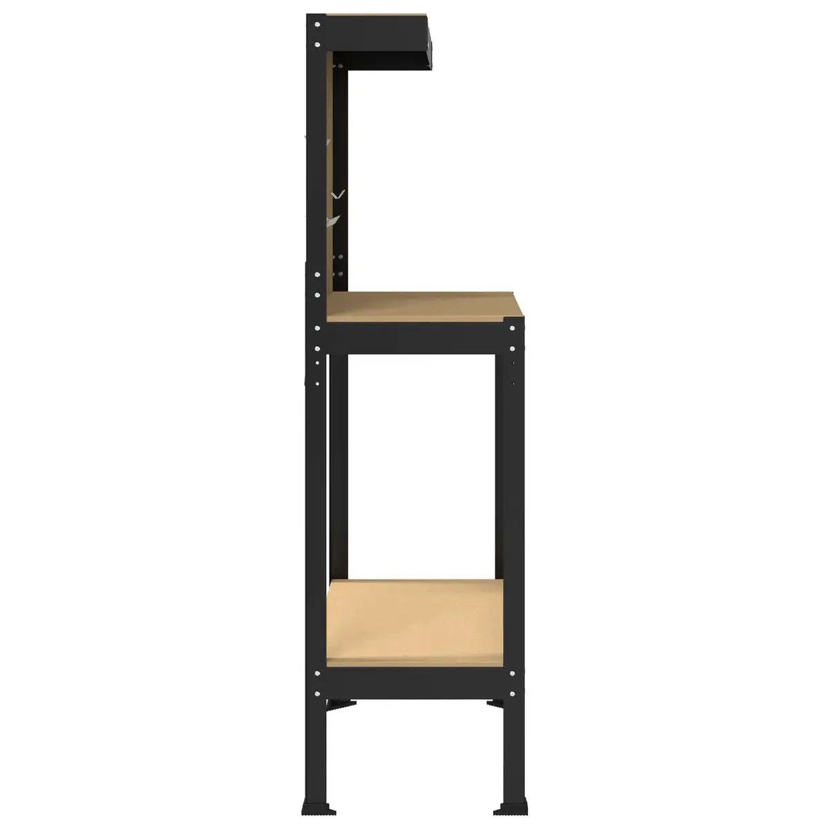 Workbench Black 81 x 41 x 145 cm Engineered Wood Metal Frame Pegboard Drawer