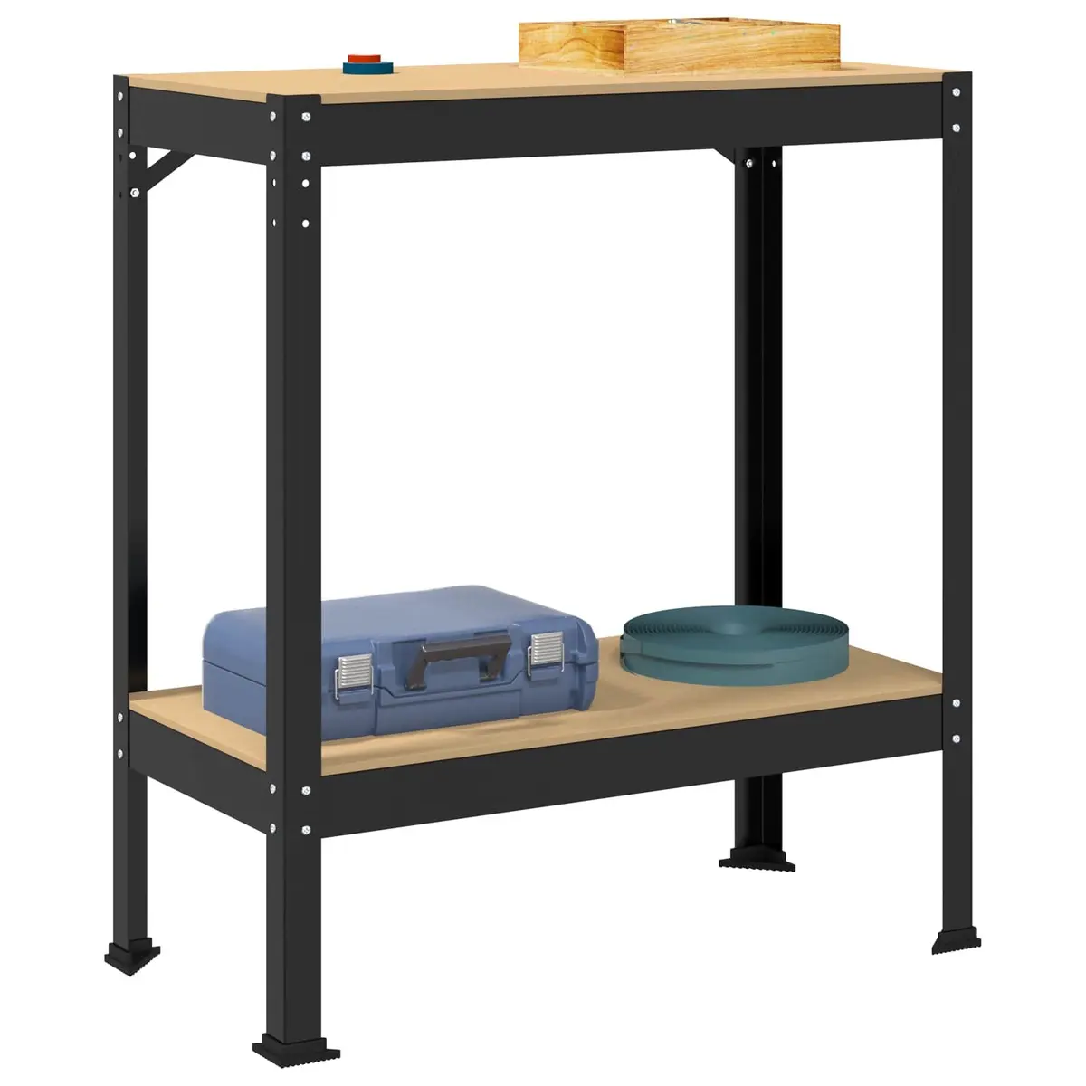 Workbench Black 81 x 41 x 91 cm Engineered Wood Metal Pegboard Drawer Storage