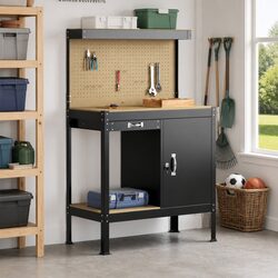 Workbench Specifications: Black 90 x 49 x 141 cm Engineered Wood