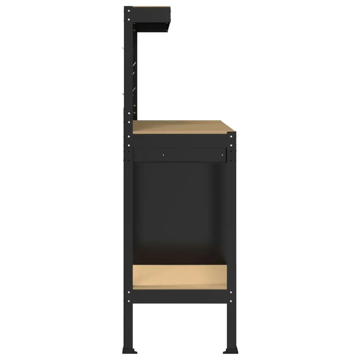 Workbench for Garage Workshop 90 x 49 x 141 cm Engineered Wood Metal Storage