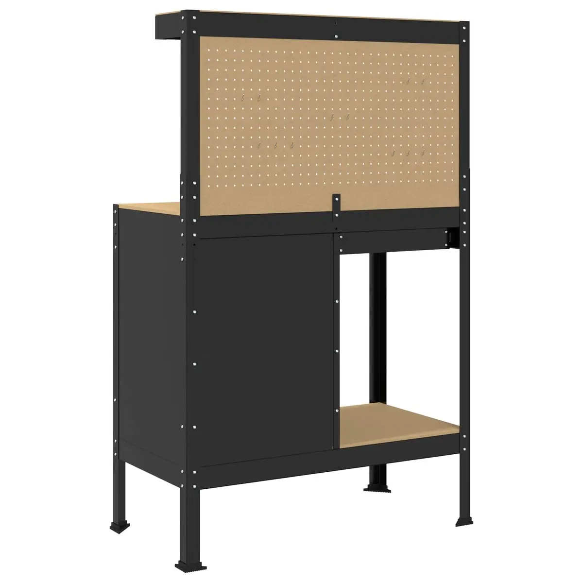 Workbench for Garage Workshop 90 x 49 x 141 cm Engineered Wood Metal Storage