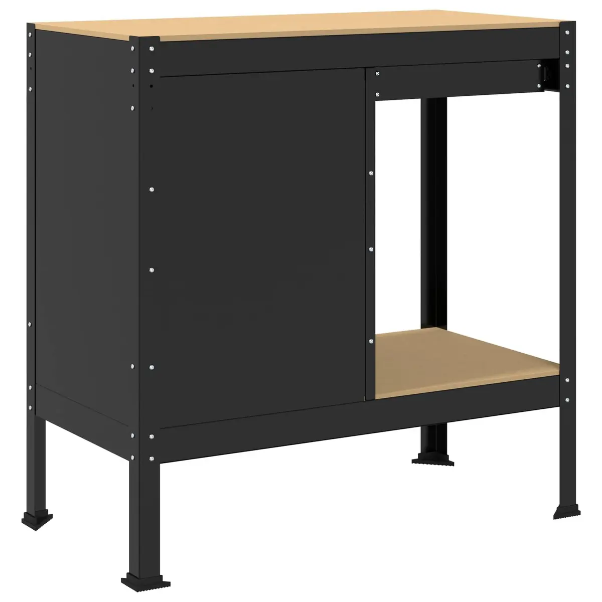 Workbench Black 90 x 49 x 91 cm Engineered Wood Metal Storage Garage Workshop