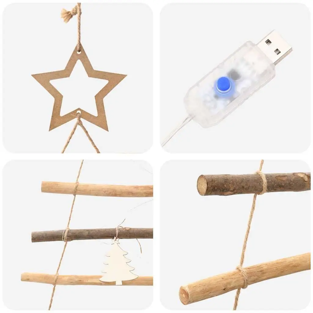 Hanging Christmas Tree Indoor 180cm Ash Wood 100 Warm LED Lights USB Powered