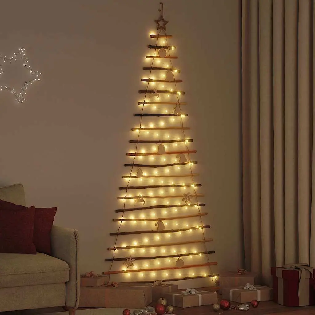 Hanging Christmas Tree Indoor Outdoor 210cm Solid Ash Wood with 130 LEDs