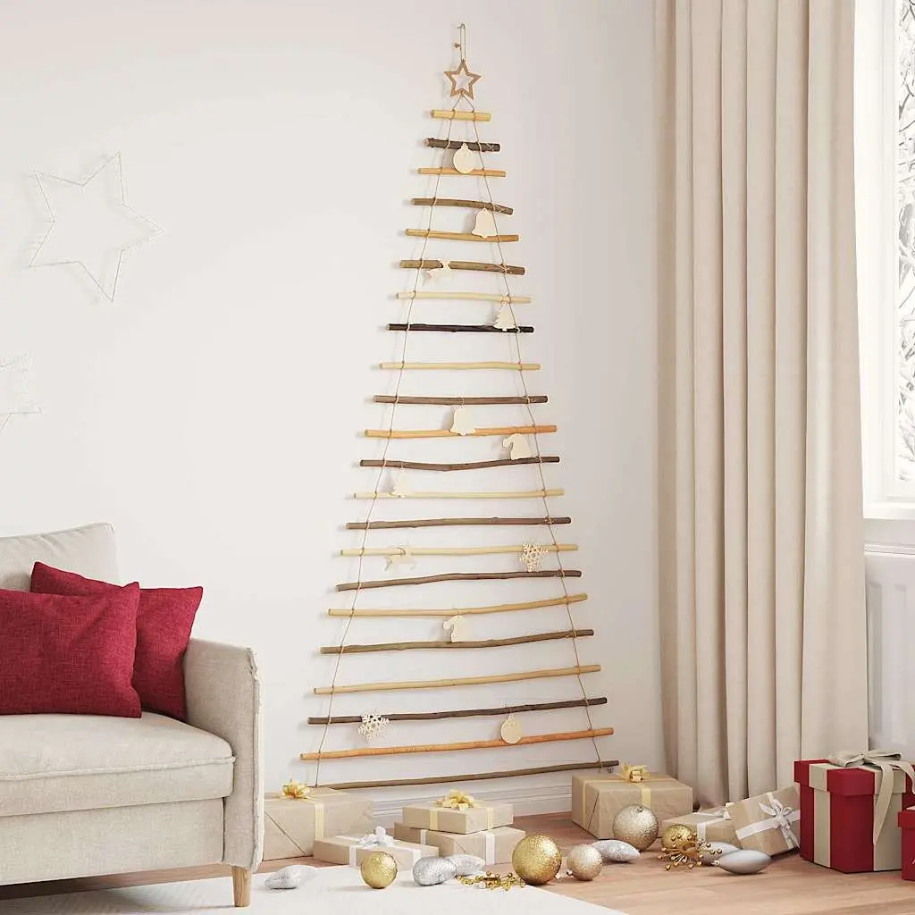 Hanging Christmas Tree Indoor Outdoor 210cm Solid Ash Wood with 130 LEDs