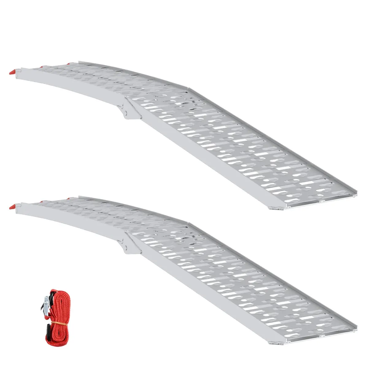 Foldable Motorcycle Ramp for Loading 340 kg Capacity Aluminium Pair Silver