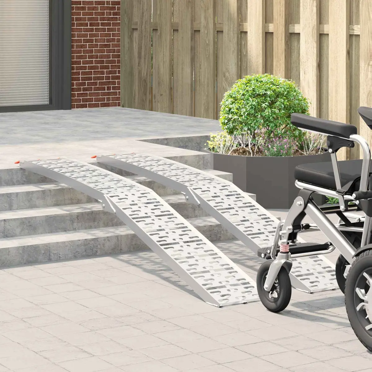 Foldable Motorcycle Ramp for Loading 340 kg Capacity Aluminium Pair Silver