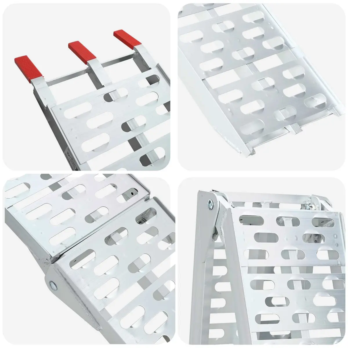 Foldable Motorcycle Ramp for Loading 340 kg Capacity Aluminium Pair Silver