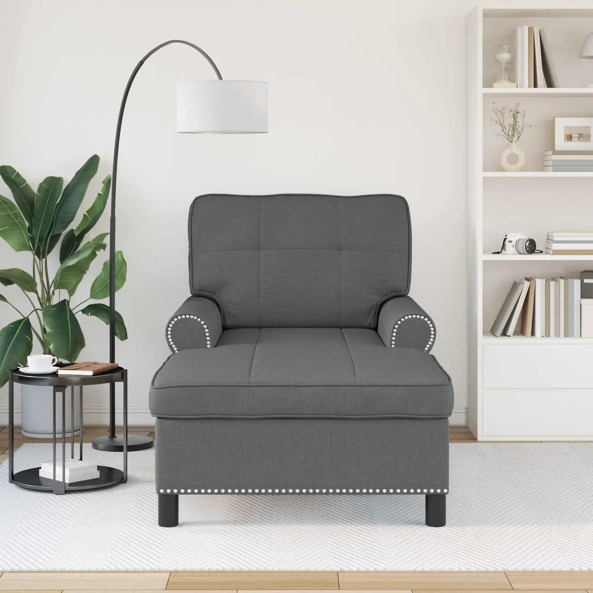 Lounge Chair Living Room Grey Fabric Cushioned Recliner
