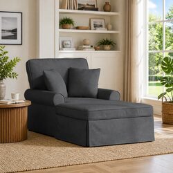 Specifications of the Grey Fabric Chaise Lounge with Skirt