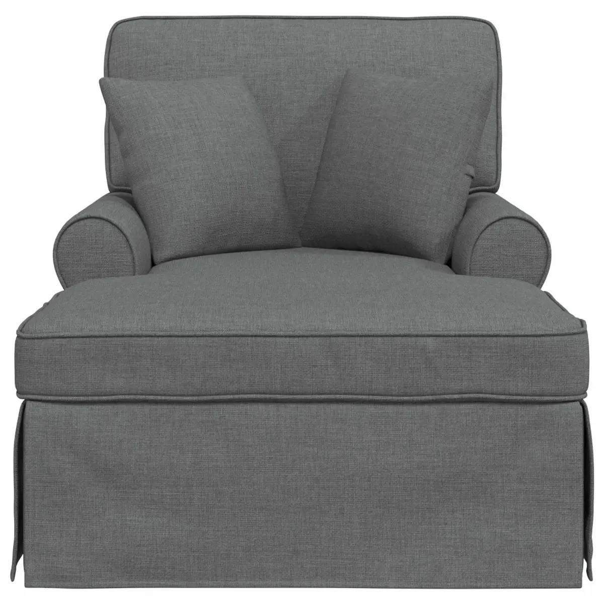 Chaise Lounge with Skirt Living Room Bedroom Dark Grey Fabric 3 Piece