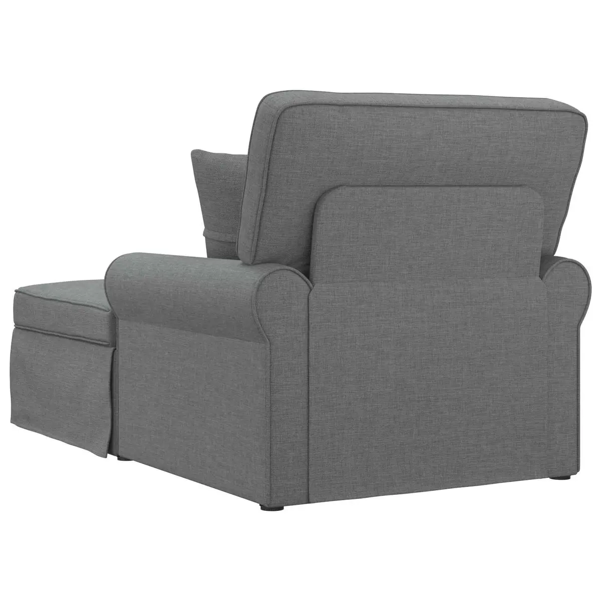 Chaise Lounge with Skirt Living Room Bedroom Dark Grey Fabric 3 Piece