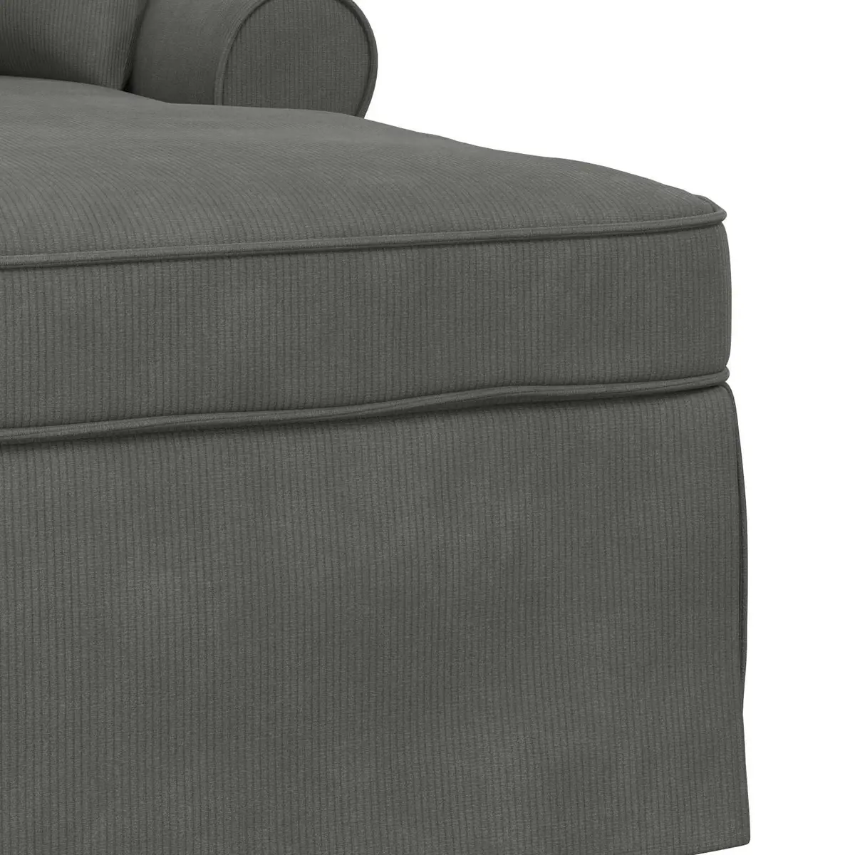 Chaise Lounge with Skirt Grey Corduroy Fabric Modern Living Room Bedroom