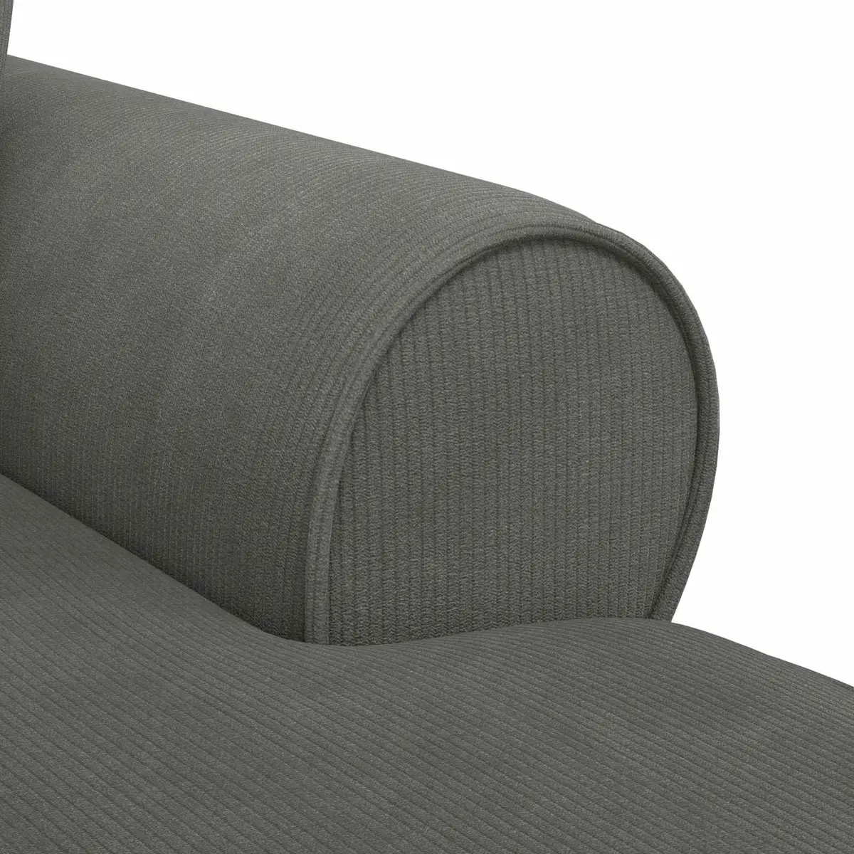 Chaise Lounge with Skirt Grey Corduroy Fabric Modern Living Room Bedroom