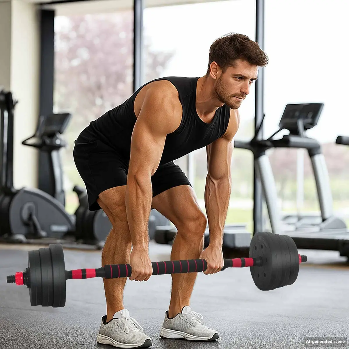 Adjustable Dumbbell Barbell Set Home Gym 20kg