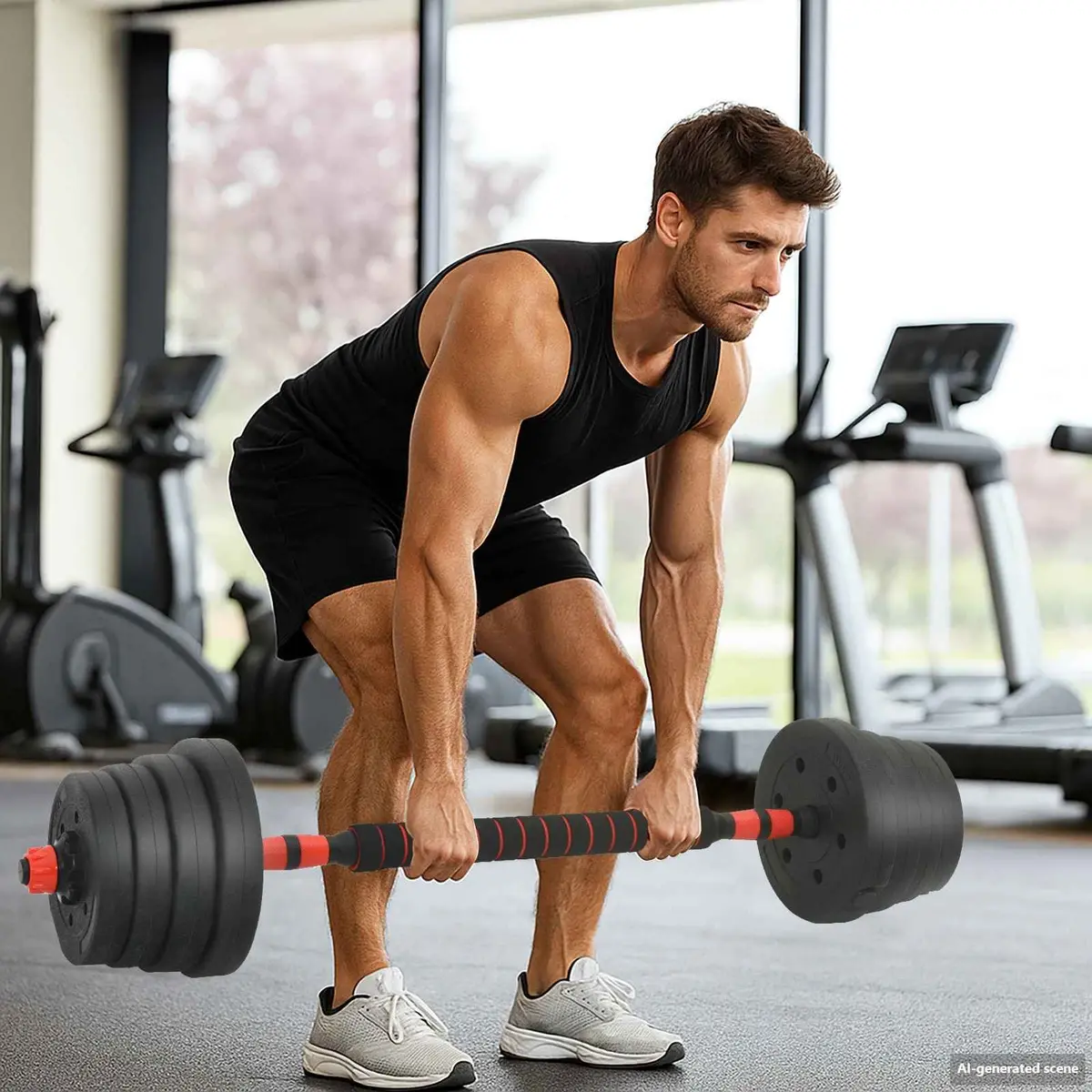 Adjustable Dumbbell Barbell Set Home Gym Fitness 30kg