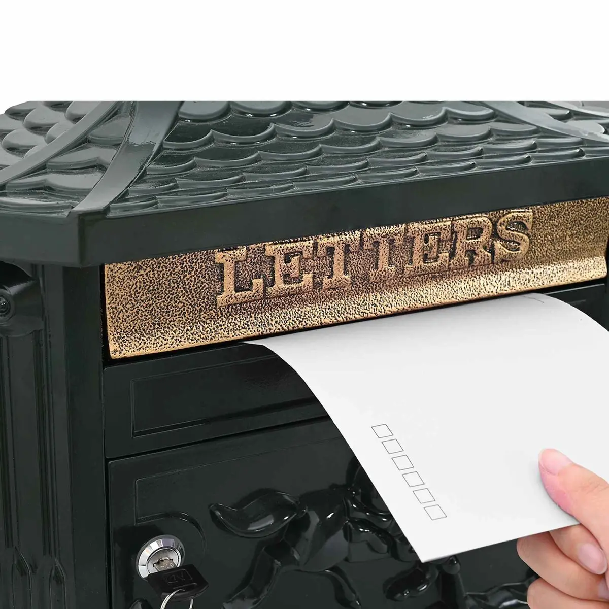 Wall Mounted Mailbox Outdoor Garden Green Vintage Lockable 40.5 x 16 x 45 cm