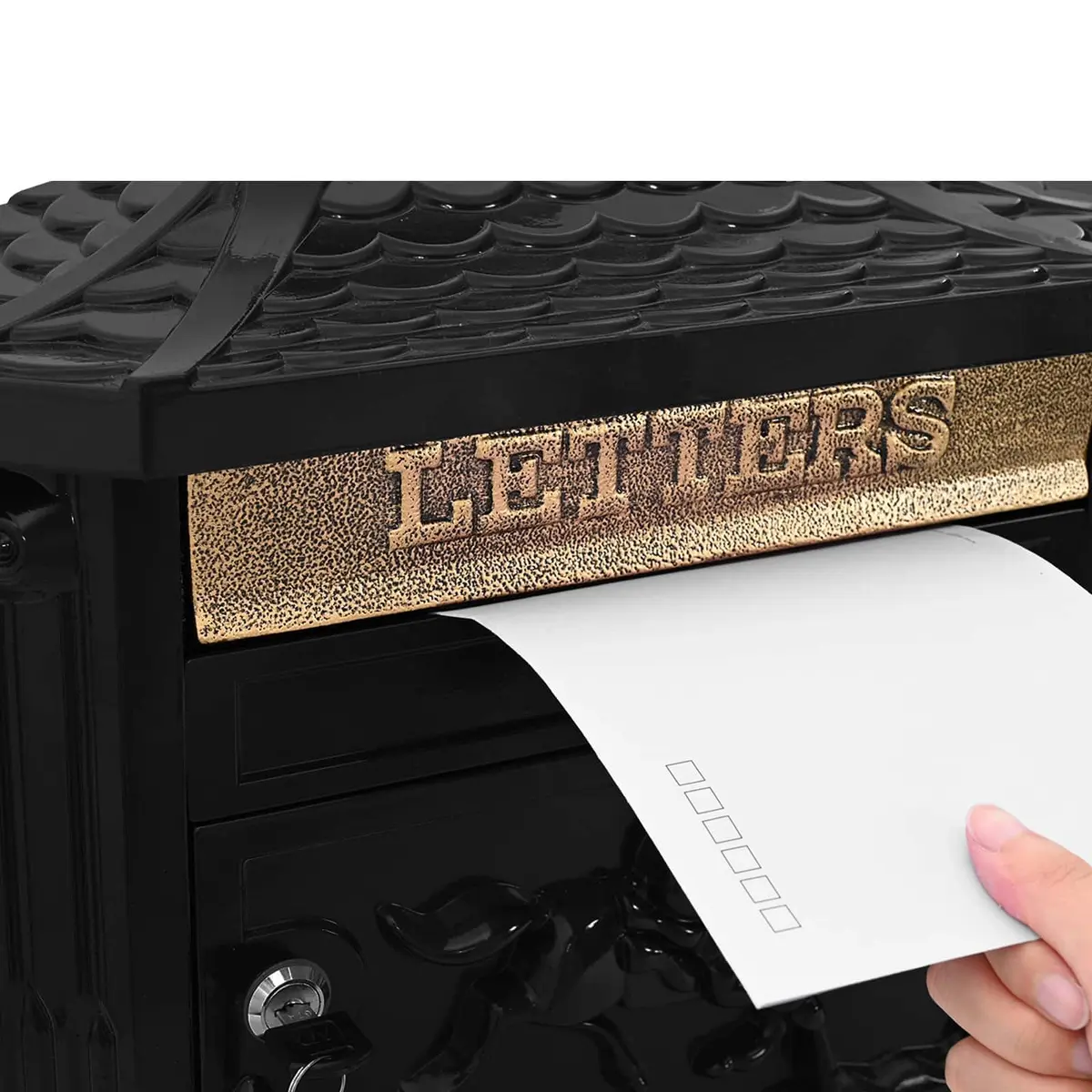Wall Mounted Mailbox Outdoor Garden Black Cast Aluminum 40.5 x 16 x 45 cm